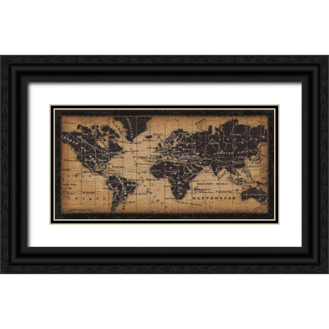 Old World Map Black Ornate Wood Framed Art Print with Double Matting by Pela Studio