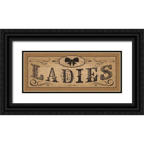 Le Restroom Burlap I Black Ornate Wood Framed Art Print with Double Matting by Pela Studio