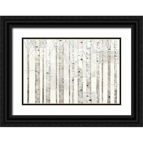 Birch Trees on White Black Ornate Wood Framed Art Print with Double Matting by Tillmon, Avery