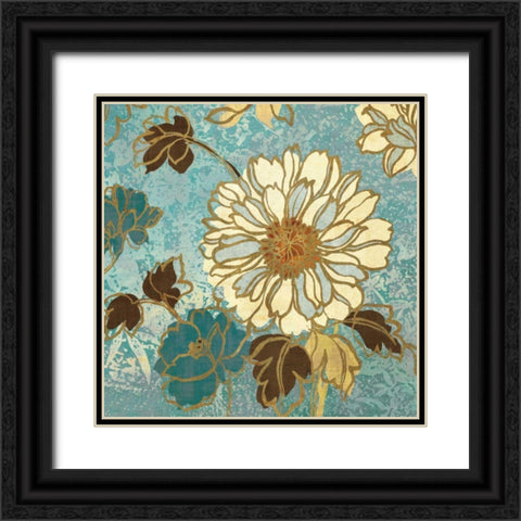 Sophias Flowers II Blue Black Ornate Wood Framed Art Print with Double Matting by Wild Apple Portfolio
