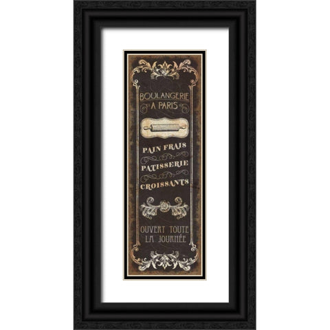 Parisian Signs Panel - I Black Ornate Wood Framed Art Print with Double Matting by Pela Studio