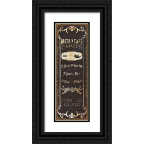 Parisian Signs Panel - II Black Ornate Wood Framed Art Print with Double Matting by Pela Studio
