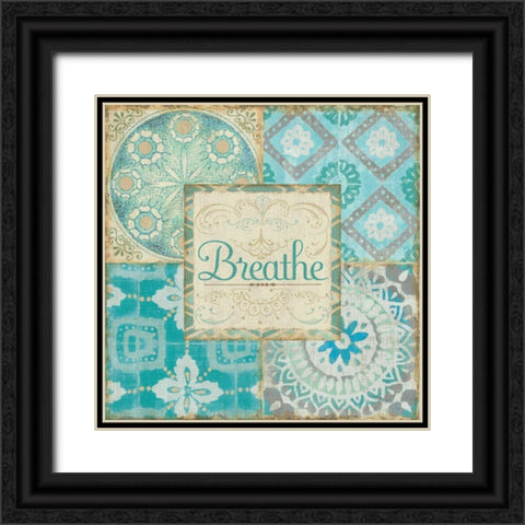 Ocean Tales Tile V Black Ornate Wood Framed Art Print with Double Matting by Pela Studio