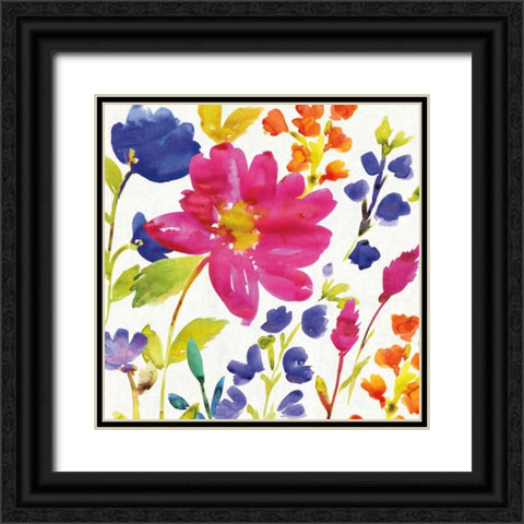 Floral Medley I Black Ornate Wood Framed Art Print with Double Matting by Wild Apple Portfolio