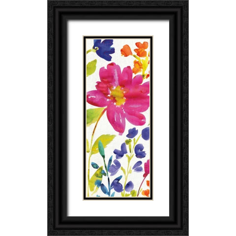 Floral Medley Panel I Black Ornate Wood Framed Art Print with Double Matting by Wild Apple Portfolio