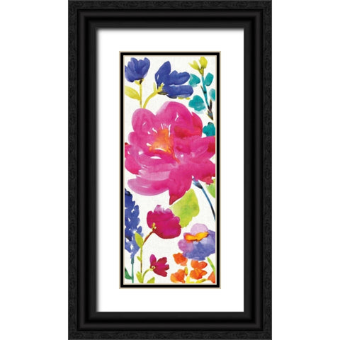 Floral Medley Panel II Black Ornate Wood Framed Art Print with Double Matting by Wild Apple Portfolio
