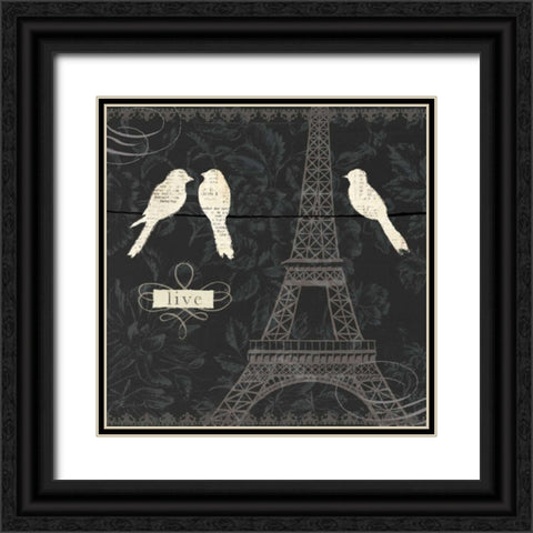 Love Paris I Black Ornate Wood Framed Art Print with Double Matting by Adams, Emily