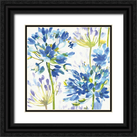 Blue Medley III Black Ornate Wood Framed Art Print with Double Matting by Wild Apple Portfolio