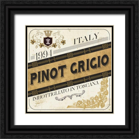 Wine Labels IV Black Ornate Wood Framed Art Print with Double Matting by Pela Studio