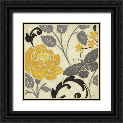 Perfect Petals I Yellow Black Ornate Wood Framed Art Print with Double Matting by Pela Studio