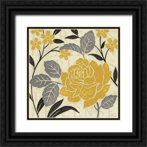 Perfect Petals II Yellow Black Ornate Wood Framed Art Print with Double Matting by Pela Studio