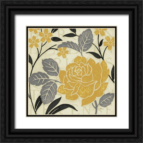 Perfect Petals II Yellow Black Ornate Wood Framed Art Print with Double Matting by Pela Studio