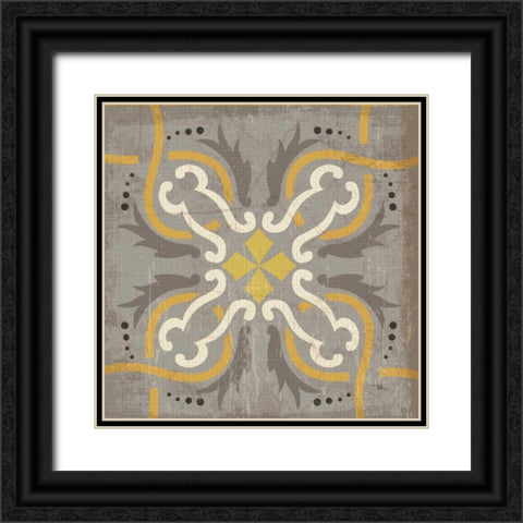 Golden Glow Square XV Black Ornate Wood Framed Art Print with Double Matting by Pela Studio