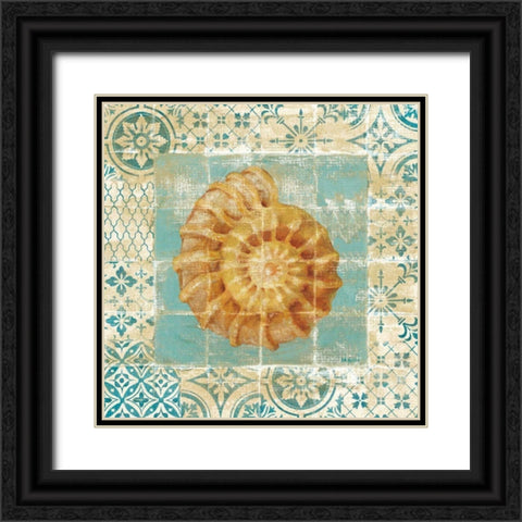 Shell Tiles I Blue Black Ornate Wood Framed Art Print with Double Matting by Nai, Danhui