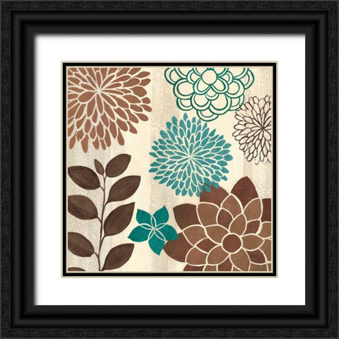 Abstract Garden Blue I Black Ornate Wood Framed Art Print with Double Matting by Charron, Veronique