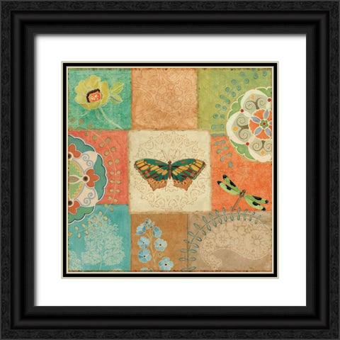 Folk Floral IV Center Butterfly Black Ornate Wood Framed Art Print with Double Matting by Brissonnet, Daphne