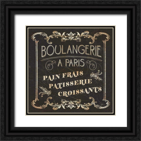 Parisian Signs Square I Black Ornate Wood Framed Art Print with Double Matting by Pela Studio