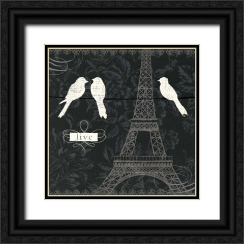 Love Paris I Black Ornate Wood Framed Art Print with Double Matting by Adams, Emily