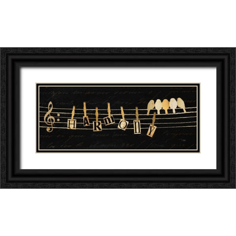 Birds Harmony I Black Ornate Wood Framed Art Print with Double Matting by Pela