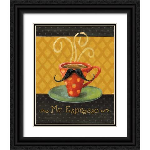 Cafe Moustache III Black Ornate Wood Framed Art Print with Double Matting by Audit, Lisa