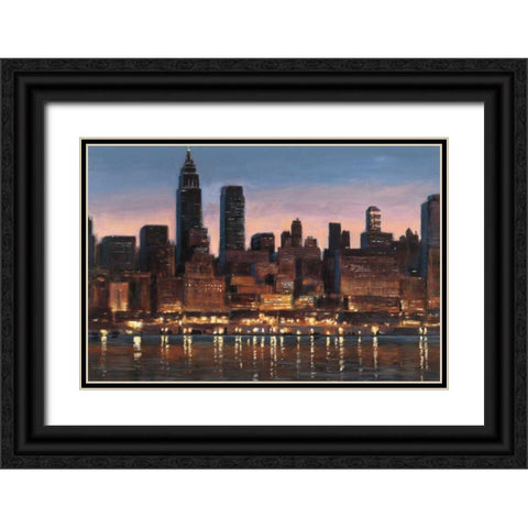 Manhattan Reflection Black Ornate Wood Framed Art Print with Double Matting by Wiens, James