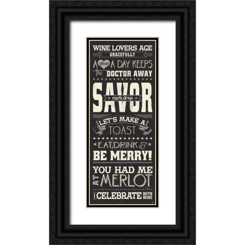 Wine Lovers I Black Ornate Wood Framed Art Print with Double Matting by Pela Studio