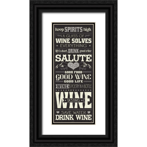 Wine Lovers II Black Ornate Wood Framed Art Print with Double Matting by Pela Studio