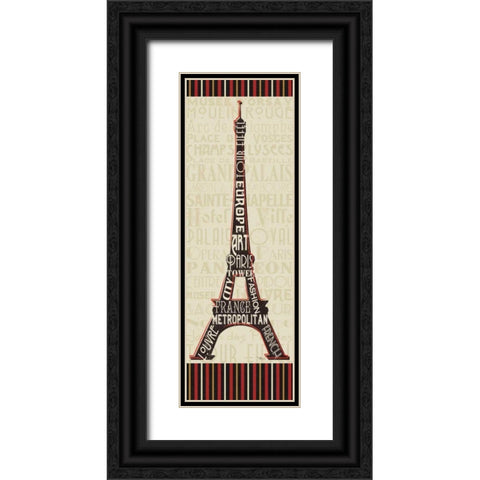 Paris City Words I Border Black Ornate Wood Framed Art Print with Double Matting by Pela Studio