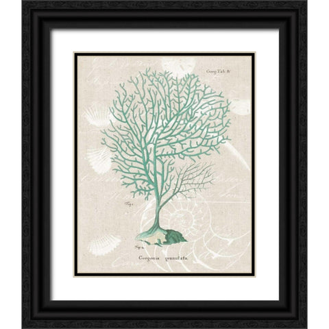 Gorgonia Granulata on Linen Sea Foam Black Ornate Wood Framed Art Print with Double Matting by Wild Apple Portfolio