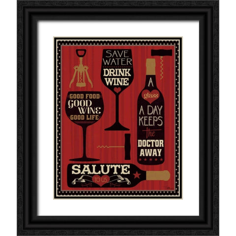 Wine Words II Black Ornate Wood Framed Art Print with Double Matting by Pela Studio