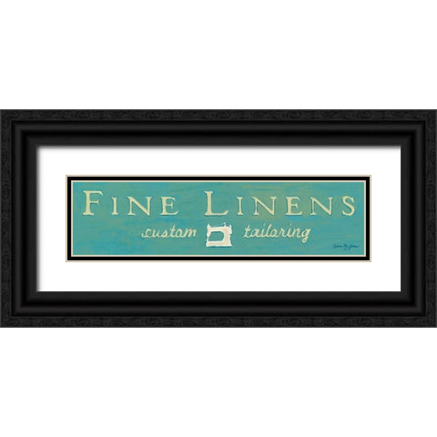 Fine Linens Turquoise Black Ornate Wood Framed Art Print with Double Matting by Glass, Susan Eby