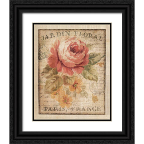 Parisian Flowers II Black Ornate Wood Framed Art Print with Double Matting by Nai, Danhui