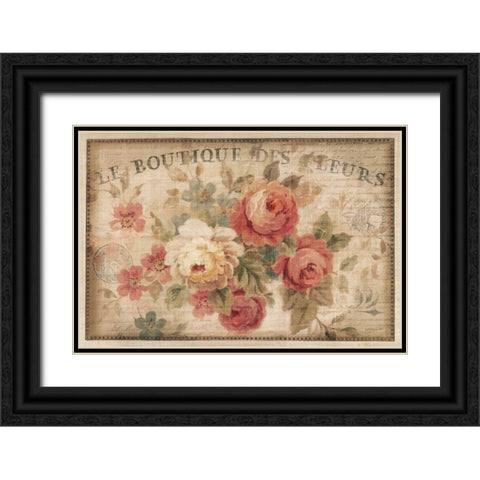 Parisian Flowers III Black Ornate Wood Framed Art Print with Double Matting by Nai, Danhui