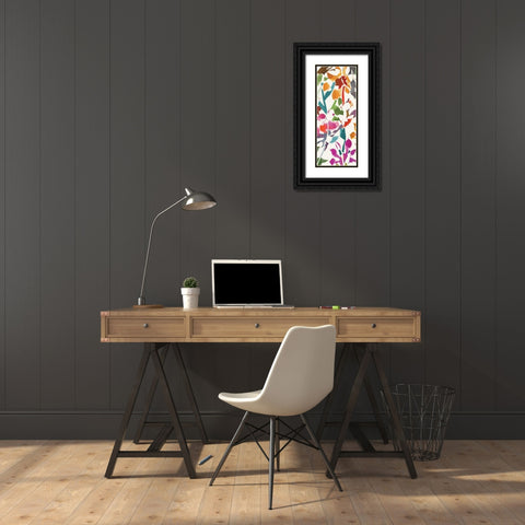Pink Garden Panel I White Black Ornate Wood Framed Art Print with Double Matting by Wild Apple Portfolio