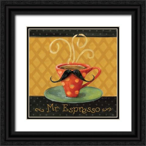Cafe Moustache III Square Black Ornate Wood Framed Art Print with Double Matting by Audit, Lisa
