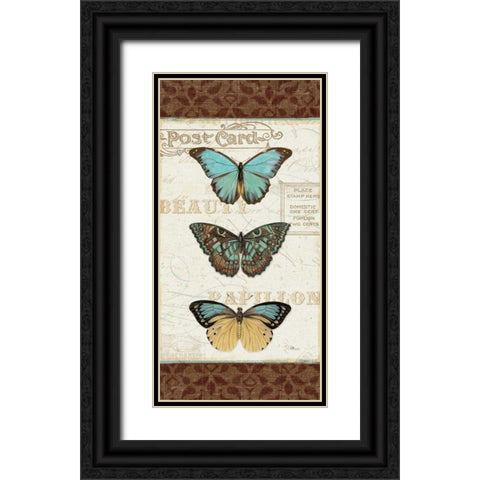 Papillons II Black Ornate Wood Framed Art Print with Double Matting by Pela Studio