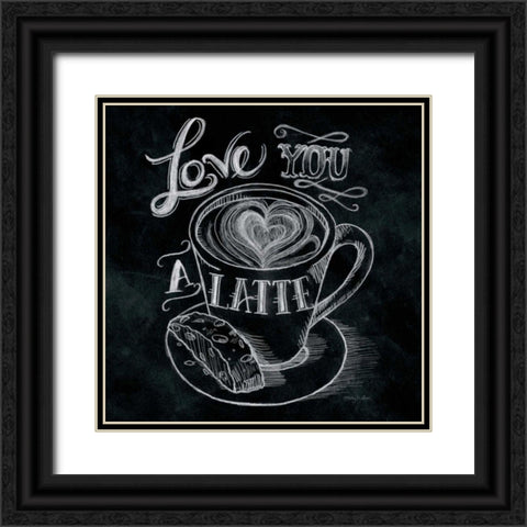 Love You a Latte  No Border Black Ornate Wood Framed Art Print with Double Matting by Urban, Mary