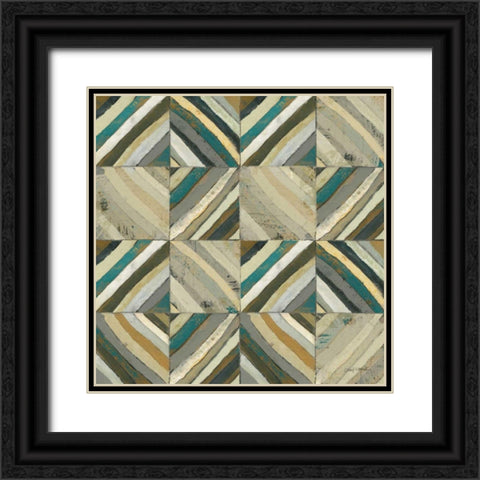 The Center I Abstract Turquoise Black Ornate Wood Framed Art Print with Double Matting by Warrick, Cheryl