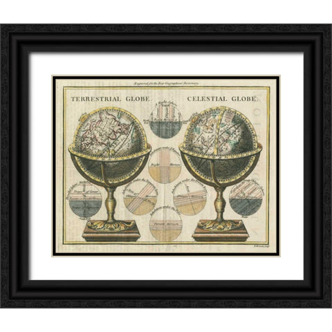 Antique Globes Black Ornate Wood Framed Art Print with Double Matting by Wild Apple Portfolio