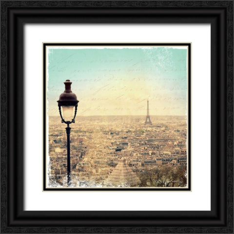 Eiffel Landscape Letter Blue I Black Ornate Wood Framed Art Print with Double Matting by Schlabach, Sue