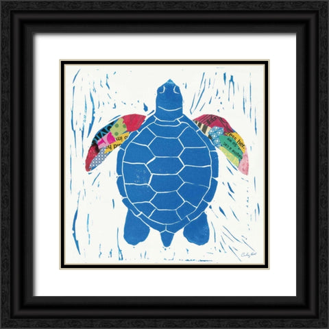 Sea Creature Turtle Color Black Ornate Wood Framed Art Print with Double Matting by Prahl, Courtney