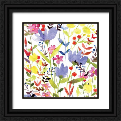 Annes Flowers Crop I Black Ornate Wood Framed Art Print with Double Matting by Tavoletti, Anne