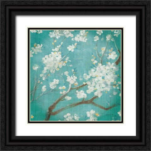 White Cherry Blossoms I Black Ornate Wood Framed Art Print with Double Matting by Nai, Danhui