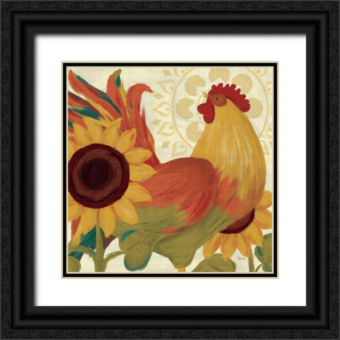Spice Roosters II Black Ornate Wood Framed Art Print with Double Matting by Charron, Veronique