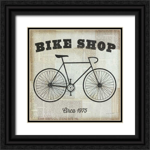 Bike Shop Black Ornate Wood Framed Art Print with Double Matting by Mullan, Michael