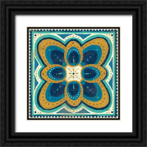 Proud as a Peacock Tile III Black Ornate Wood Framed Art Print with Double Matting by Charron, Veronique