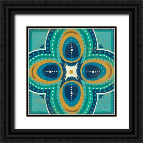 Proud as a Peacock Tile IV Black Ornate Wood Framed Art Print with Double Matting by Charron, Veronique