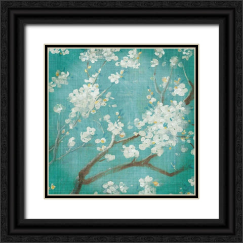 White Cherry Blossoms I Black Ornate Wood Framed Art Print with Double Matting by Nai, Danhui