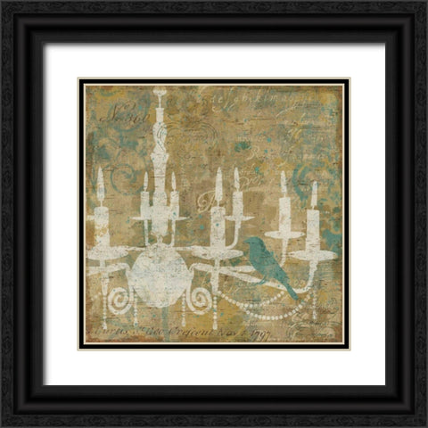 Faded Ornate I Aqua Black Ornate Wood Framed Art Print with Double Matting by Pela Studio