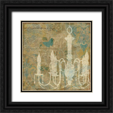 Faded Ornate II Aqua Black Ornate Wood Framed Art Print with Double Matting by Pela Studio